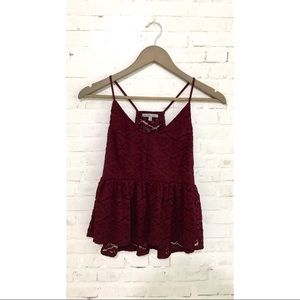 Burgundy Lace Racerback Tank